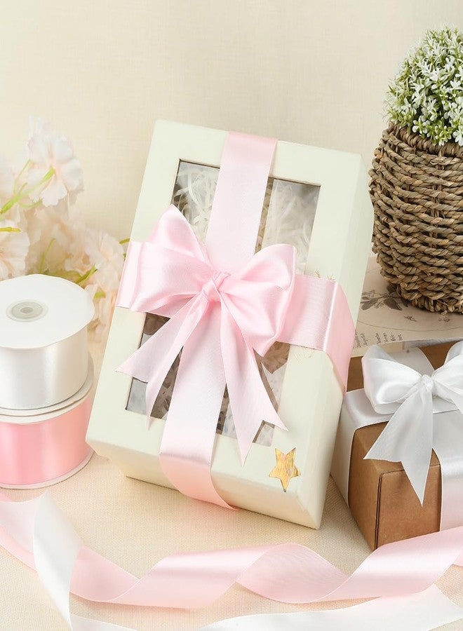 Liwidon Pink Ribbon White 1-1/2 Inch, 100 Yards Satin Ribbon Wide Fabric Ribbons for Flower Bouquet Fabric Polyester Ribbons for Gift Wrapping Bows DIY Craft Birthday Cakes Wedding Party and Graduation Decor - Image 2